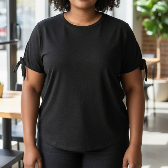 🔥$5 Bundled🔥Jones New York Black Cotton Shirt With Cutaway Shoulders Size XL - Picture 4 of 9